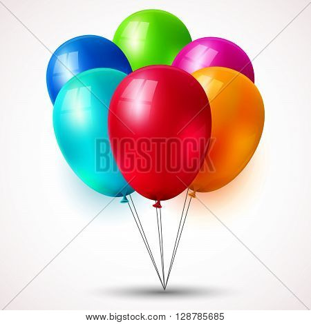 Vector set of colorful air balloons on the light background.