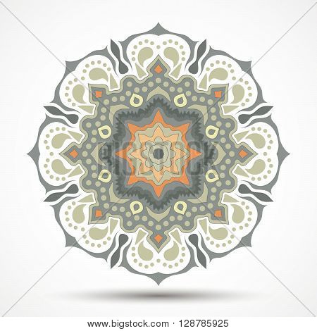 Creative round pattern in the form of a flower. Vintage flower for ornament.