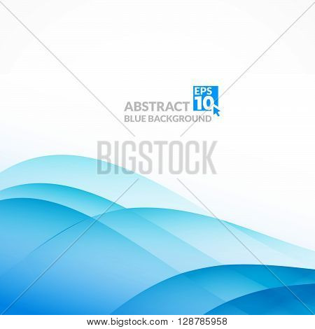 Blue abstract light background with wavy lines. Vector creative blue background.