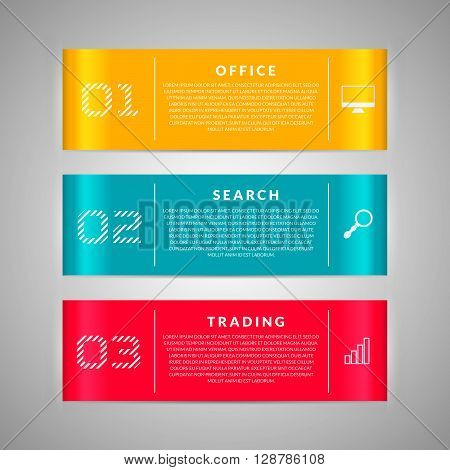 Colorful business banners. Set of vector banners. Paper stickers for design business plans.