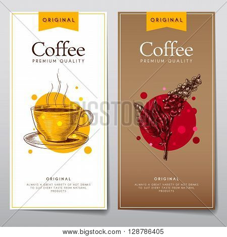 Vector set of menus for coffee. Coffee flyers for cafes or restaurants.