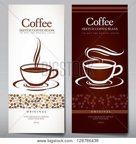 Vector set of coffee. Light and dark menu for coffee.