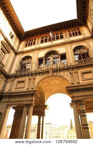 The Piazzale degli Uffizi in Florence Italy Europe.