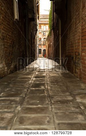A small sidestreet in Venice Italy Europe.