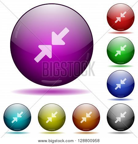 Set of color Resize small glass sphere buttons with shadows.