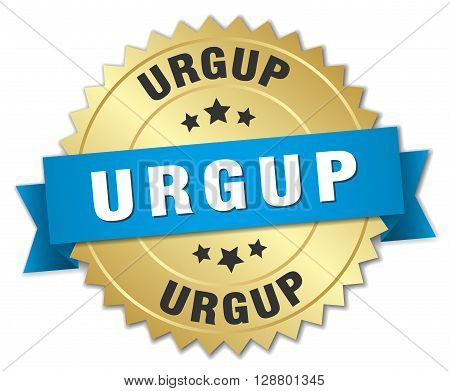Urgup round golden badge with blue ribbon