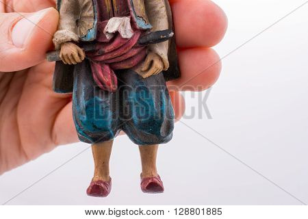 Ottoman man figure in tradational clothes on a white background