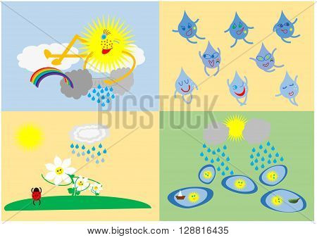sketches of summer weather and a warm summer day