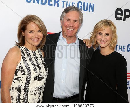 LOS ANGELES - MAY 3:  Katie Couric, Mark Greenberg, Stephanie Soechtig at the Under the Gun Premiere at the Samuel Goldwyn Theater on May 3, 2016 in Beverly Hills, CA