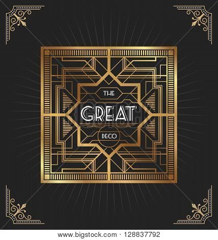 Art deco frame design for your design such as invitation print banner. Vector illustration