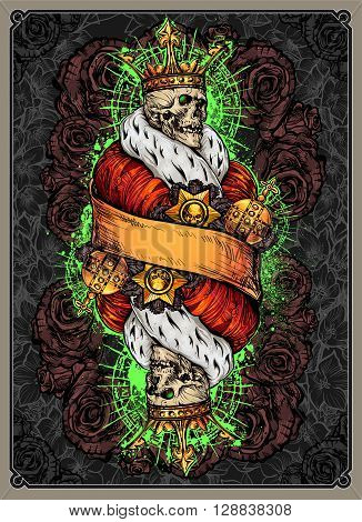 The king of the skeleton army detailed illustration