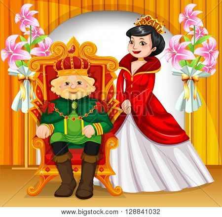 King and queen wearing crowns illustration