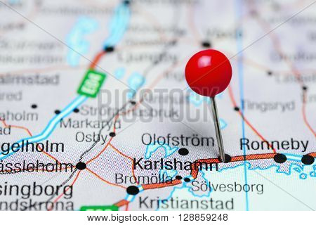 Karlshamn pinned on a map of Sweden
