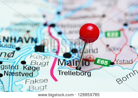 Trelleborg pinned on a map of Sweden