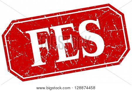 Fes red square grunge retro style sign