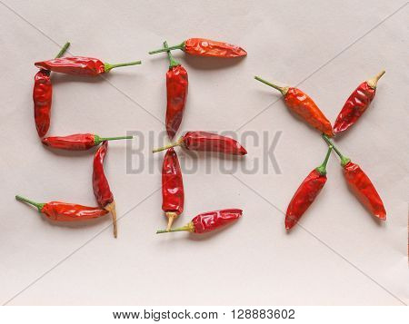 Sex Written With Hot Chili Pepper Vegetables