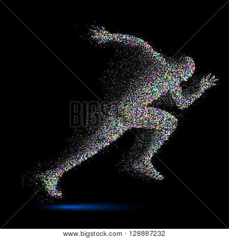 Running Man in the Form of Color Particles