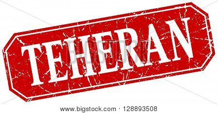 Teheran red square grunge retro style sign