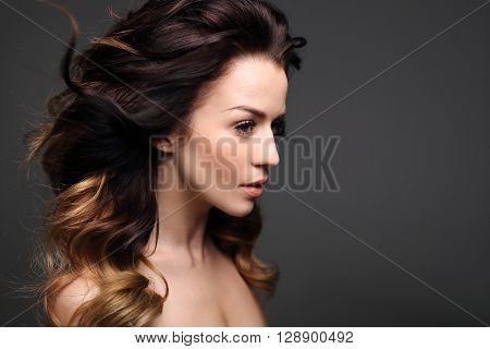 Long healthy and shiny hair, long women's hair.