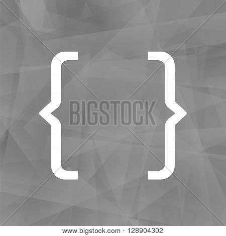 Curly Bracket Icon Isolated on Grey Polygonal Background