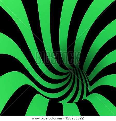 3d vector striped spiral abstract tunnel background. Twisted rays. Striped tunnel. Spiral hole. Vector illustration.