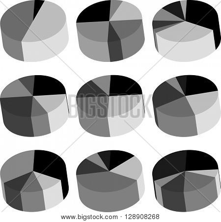 Pie Chart Icon Set Vector Illustration