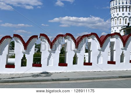 MOSCOW, RUSSIA - MAY 7, 2016: Fragment of the fortress wall of the Izmailovskiy Kremlin in Moscow on a sunny day