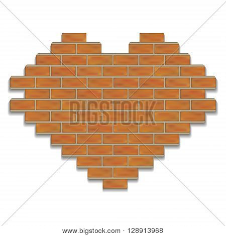 Vector brick orange heart isolated on balkground
