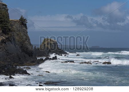 The Pacific Ocean Crashing Against the Coast of Alaska