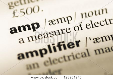 Close Up Of Old English Dictionary Page With Word Amp.