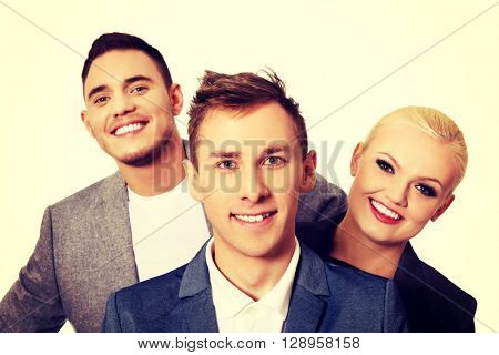 Happy business people - two man and woman