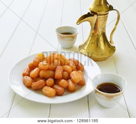 Awammat - A middle eastern sweet and traditional arabic black coffee.