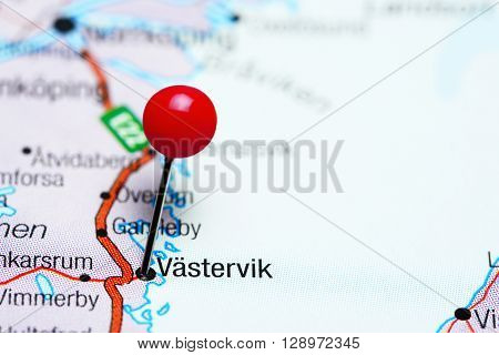 Vastervik pinned on a map of Sweden