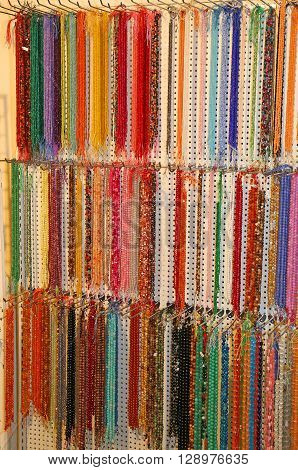 many fine necklace of miscellaneous for sale in the shop of jewellery and costume jewellery