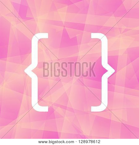 Curly Bracket Icon Isolated on Pink Polygonal Background