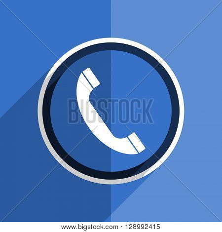 flat design blue phone web modern icon