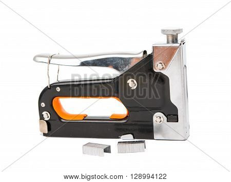 Large tacker or stapler for bigger amounts of paper isolated on white background