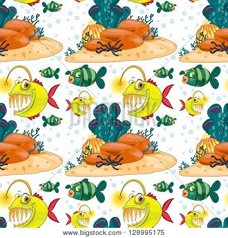 Seamless background  with fish underwater illustration