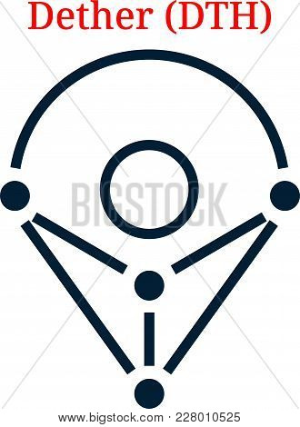 Vector Dether (dth) Digital Cryptocurrency Logo. Dether (dth) Icon. Vector Illustration Isolated On 
