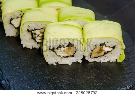 Sushi Roll With Vegetable, Tofu, Cream Cheese, Sesame. Sushi Menu Japanese Food 37