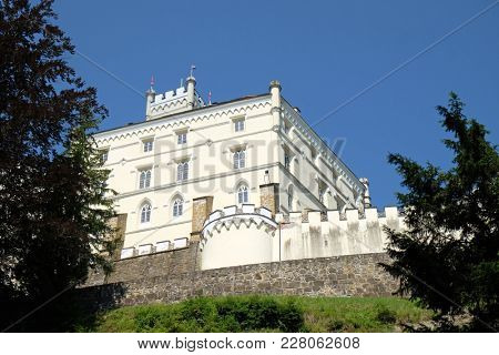 TRAKOSCAN, CROATIA - JULY 02: Castle Trakoscan is a castle located in northern Croatia that dates back to the 13th century as a Croatia's northwestern fortification system, on July 02, 2016.
