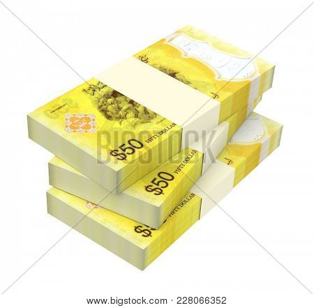 Brunei dollar bills isolated on white with clipping path. 3D illustration.