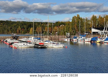 Harbor And Yacht, City Ludvika, Sweden, Europe