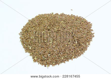 Flax Seeds. Storage Of Flax Seeds. Flax, Essential Oil Culture. A Handful Of Flax Seeds