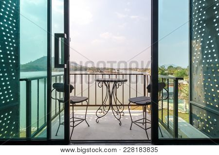 Beautiful View Looking From Bed Room Of Resort, Relaxation In Vacation Concept