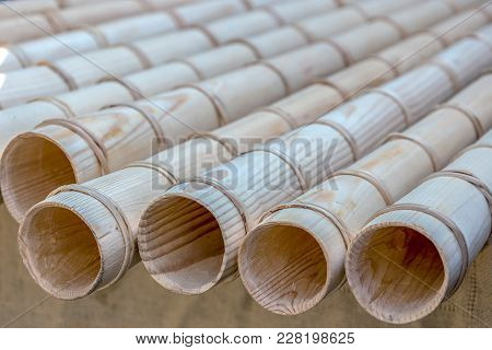 Traditional Romanian Wood Alpenhorn, The Means Of Communication Used Secols Ago.