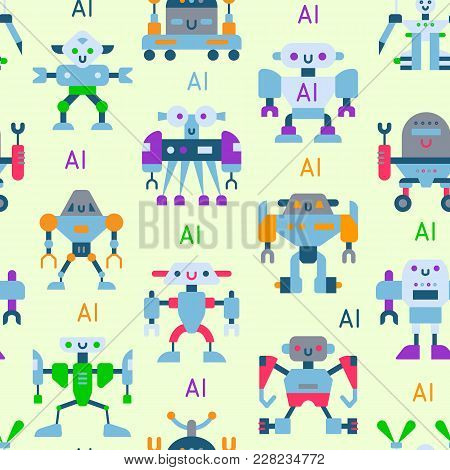 Robots Vector Cartoon Robotic Kids Toy Cute Character Monster Or Transformer Cyborg Robotics Transfo
