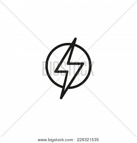 Line Icon Of Thunder Strike In Circle Charge Flash Lightning Bolt Electricity Line Icon Of Thunder Strike In Circle Charge Flash Lightning Bolt Electricity