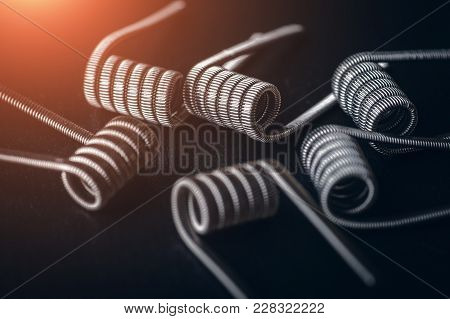 Coils For Vape Or E-cig Dripping Atomizers Or Rda, Accessories For Vaping, Macro Shot, Toned