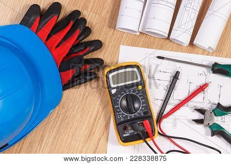 Electrical Construction Drawings Or Diagrams, Multimeter For Measurement In Electrical Installation 